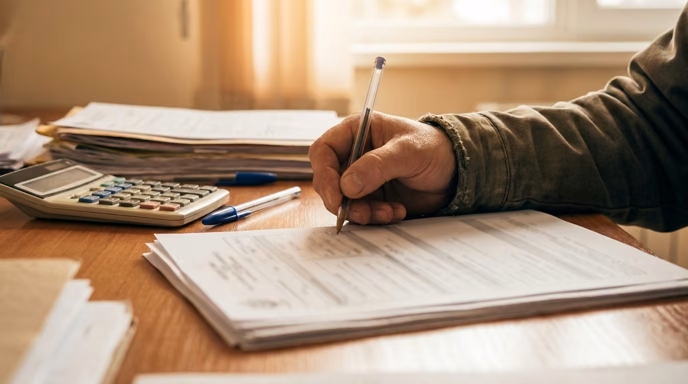 Persona rellenando la documentación para solicitar una subvención de rehabilitación
