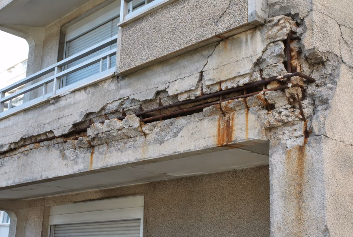 Ejemplo de fachada antes de refuerzo estructural