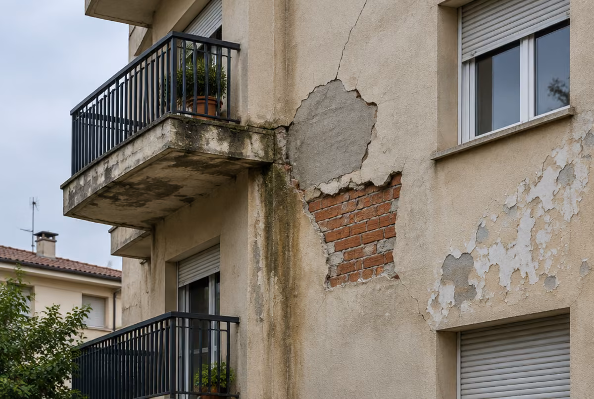 Ejemplo de fachada antes de reparación de fachadas